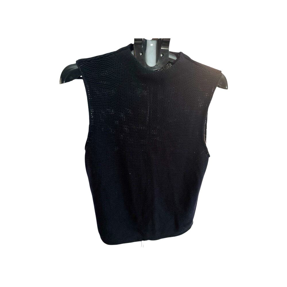 Crossroads Black Sleeveless Open Knit Pullover Sweater Size XL 18